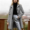 thumbnail image 2 of Jsaierl Women's Long Lapel Collar Wool Coat Single Breasted Elegant Business Casual Winter Overcoat for Work Office Wear, 2 of 9