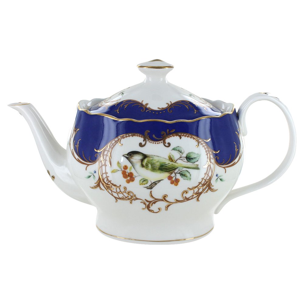 Royal Blue Bird Porcelain 5 Cup Teapot