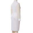 thumbnail image 4 of Afinprain Womens Clergy Dress Tab Collar Sheer Puff Sleeve Pencil Dresses, 4 of 6
