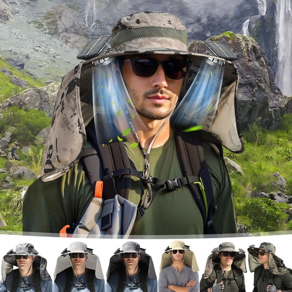 PALIFEUR Solar Powered Fan Hat Lightweight Solar Fan Hat Summer Water Proof Sun Hat Outdoor Hat With Fans Solar Power for Hiking Camping Beach