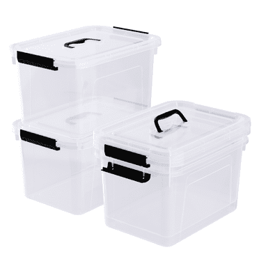 Uumitty 4 Pack 10.5 Quart Clear Storage Box, Plastic Storage Bins with Lids, Stackable Latching Box with Handle, Durable Storage Containers for Organizing