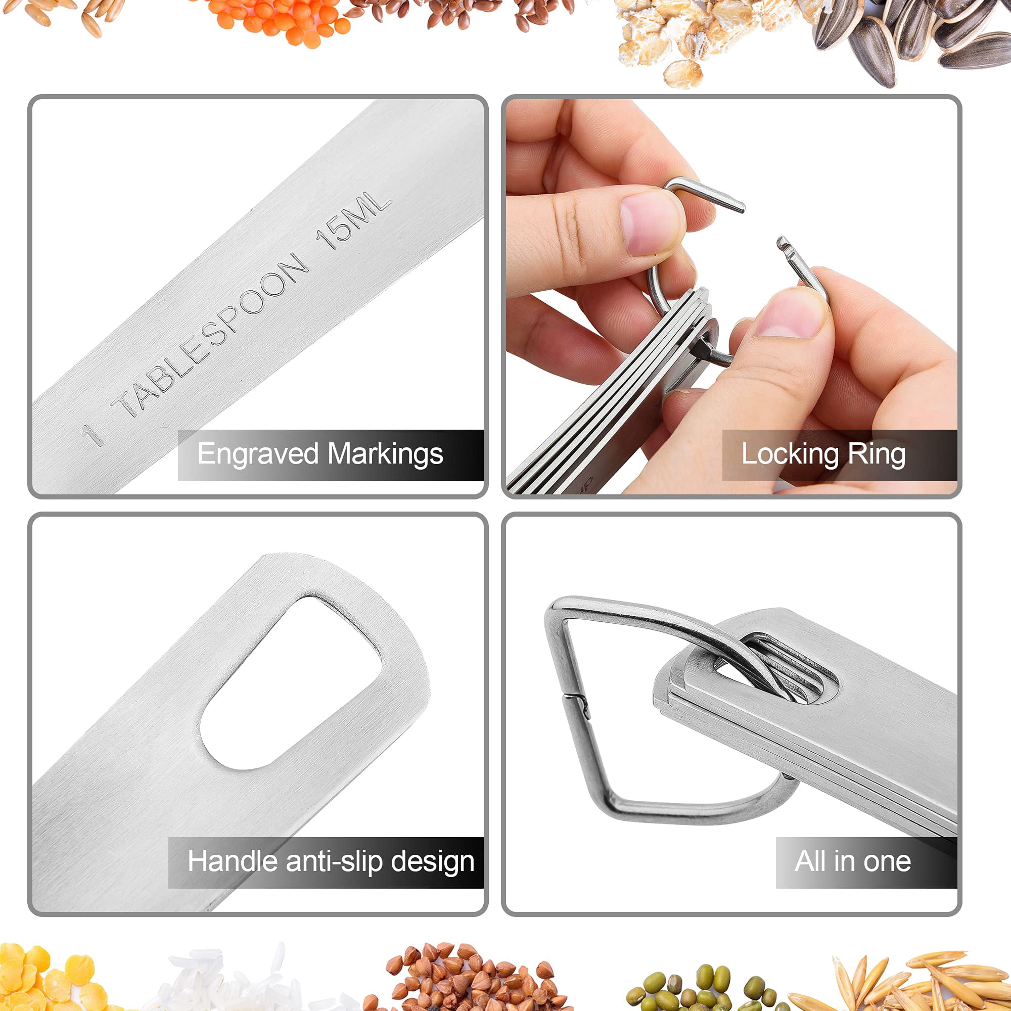 Measuring Cup Set Of 8  18/8 Stainless Steel Cups For Kitchen & Baking Heavy Duty Metric Measure With 2/3 3/4 Meaure