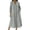 Gray, variant on Linen Dress Women A Line Maxi Dresses Plus Size 3/4 Sleeve Dress Solid V Neck Casual Dress with Pockets Navy 3XL