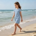 thumbnail image 4 of Grblisyd Dresses for Girls Kids Casual Crewneck Loose Short Sleeve Dress Solid Color Midi Dress 10-12 Years, 4 of 6