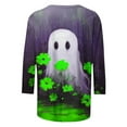 thumbnail image 4 of Jinhomg Womens Holiday Tunic Tops Cute Ghost Graphic 3/4 Sleeve Casual Tees Plus Size Comfy Fall Pullover Tops Green L, 4 of 6