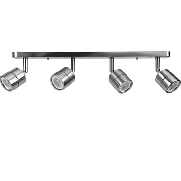 28Watts 4-Lights LED Track Lighting with Dimmable LED Bulbs GU10 Warm White CRI90,Plug in,Brushed Nickel