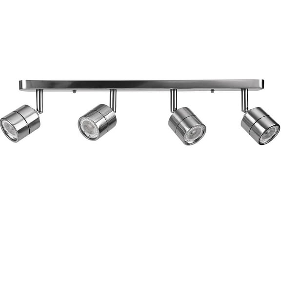28Watts 4-Lights LED Track Lighting with Dimmable LED Bulbs GU10 Warm White CRI90,Plug in,Brushed Nickel