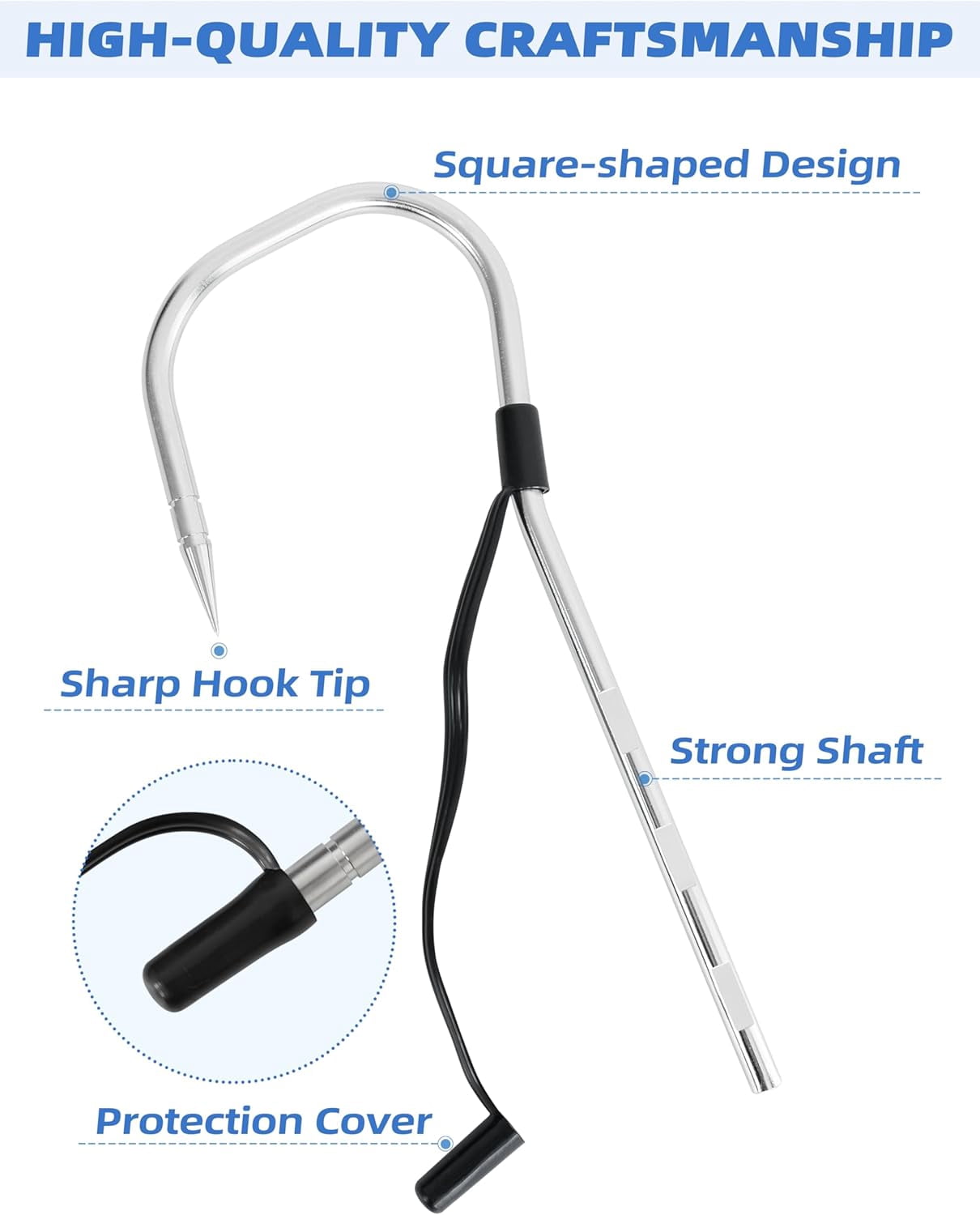 BLUEWING Fishing Gaff Hook Extra Sharp 316 Stainless Steel Spear Hook for Fishing Gaff Saltwater Harpoon Hook with Protection Cover for Mahi Mahi Tuna Wahoo 1pc, 2in, Model B