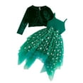 thumbnail image 1 of oqasdz Robe Fille Élégante Manches Cape et Robe Imprimée à Bretelles Mode Deux Pièces pour Fête de Vacances, 1 of 6