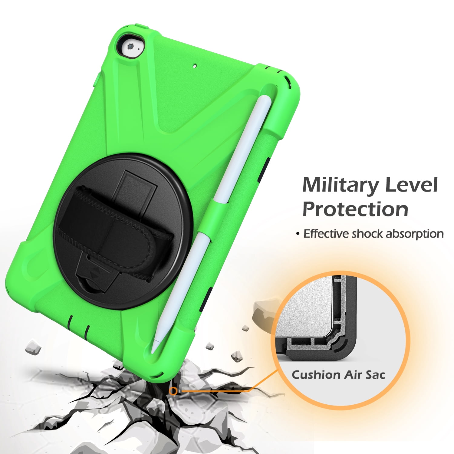 iPad Mini 5 Case for Kids, iPad Mini 5/Mini 4 Case Shockproof, Heavy Duty Protective Rugged iPad Mini Case with Pencil Holder /Kickstand Case for iPad Mini 5th/4th Generation 7.9 Inch - GREEN