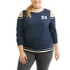 Moral Fiber Juniors' Plus Size 3X Cold Shoulder Sweatshirt Varsity Stripes --C7-