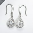 thumbnail image 7 of SFTING 925 Sterling Silver with 1Ct Round Cut Cubic Zirconia Meticulous Teardrop Halo Dangle Earrings for Women Wife Her, 7 of 7