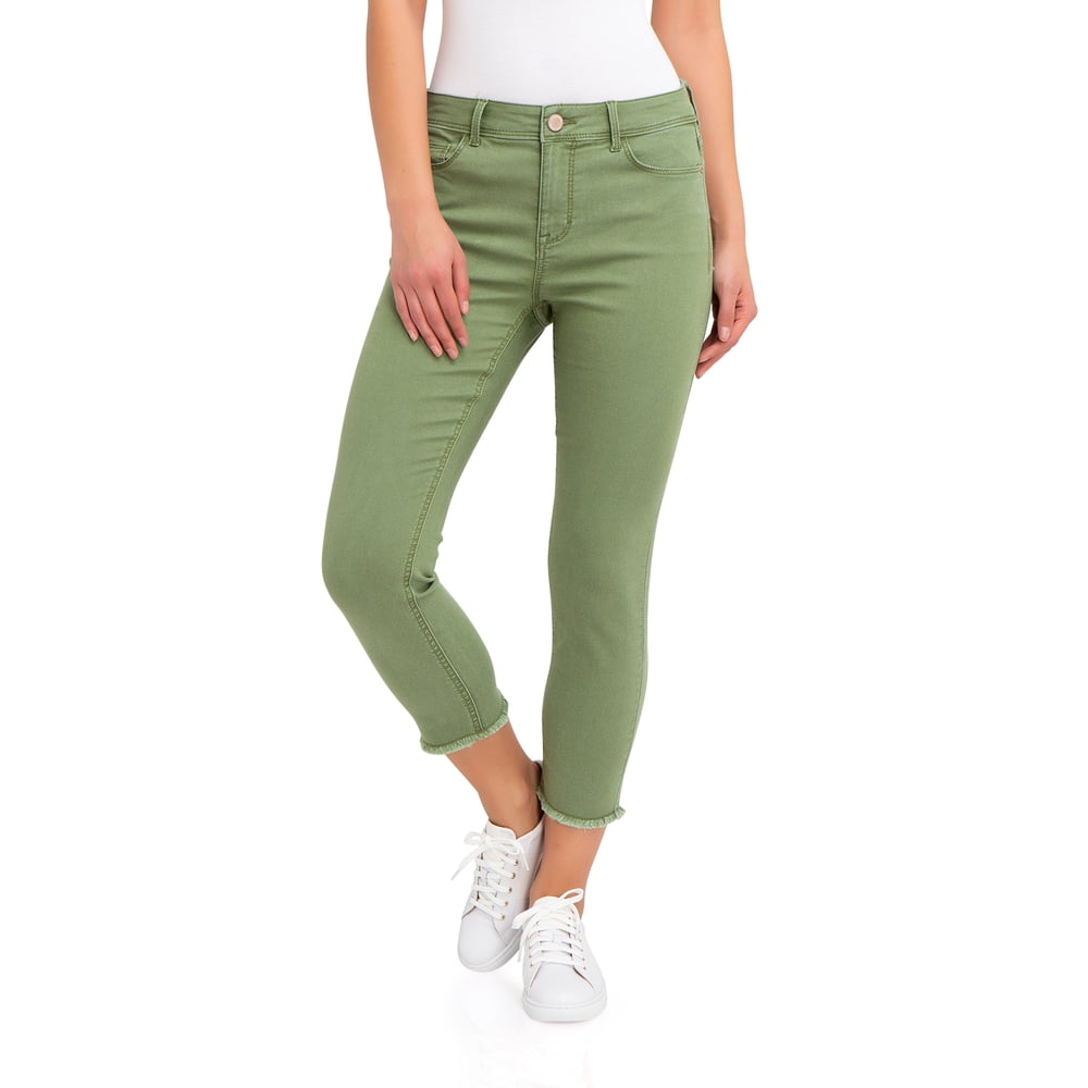 Time and Tru Women's Mid Rise Ankle Fray Hem Skinny Jean Walmart