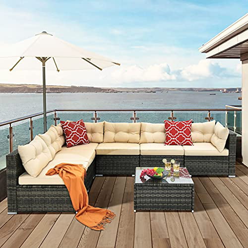 Yitahome Patio Furniture Set 7 Piece, Yitahome 6 Piece Outdoor Sectional Patio Furniture Sets