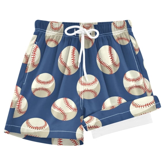 joogoo Baseball Blue Boys Swim Trunks Beach Swimsuit Shorts Boxer 8Y