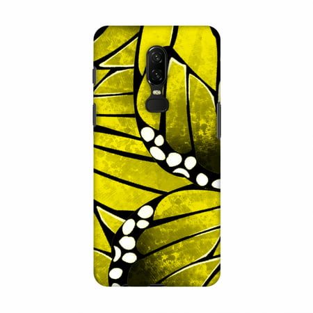OnePlus 6 Case - Butterfly - Mustard Ombre Bleached Fibre Wing Collage, Hard Plastic Back Cover, Slim Profile Cute Printed Designer Snap on Case with Screen Cleaning (Best Bleach For Ombre)