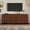 Walnut, variant on Farmhouse Curved Edge TV Stand for 70 Inch TV, Mid Century Modern Wood Grain Media Console with Adjustable Shelves, Cabinets & Cable Management for Living Room, Natural
