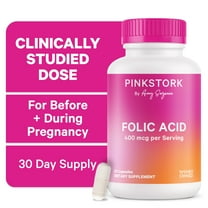 Pink Stork Folic Acid for Women - Formulated for Mom   Baby, 400mcg, 30 Capsules