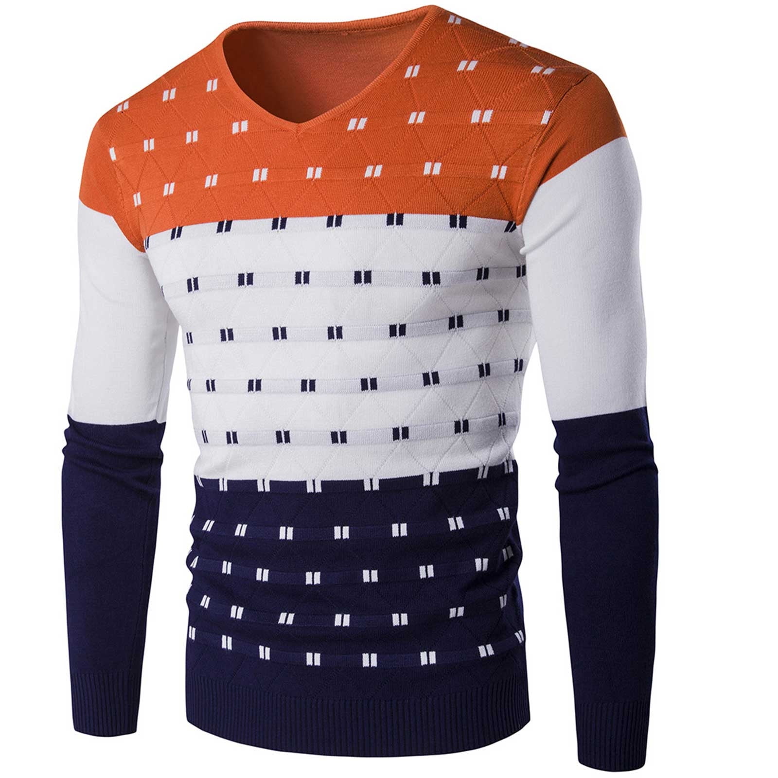 QIPOPIQ Chandail à Manches Longues en Coton Col en V pour Hommes Liquidation
