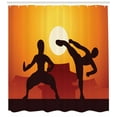 thumbnail image 3 of Kung Fu Shower Curtain, Chinese Boxing Sports Martial Art Human Silhouettes, Fabric Bathroom Set with Hooks, 69W X 75L Inches Long, Vermilion Charcoal Grey Burnt Orange Cream, by Ambesonne, 3 of 3