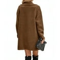 thumbnail image 6 of NAYTOAO Winter Warm Coats for Women Long Sherpa Coat Fuzzy Faux Fur Trench Jackets Lapel Open Front Button Fleece Cardigan, 6 of 8