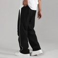 thumbnail image 7 of Stamzod Sweatpants for Men Fashion Strip Patchwork Elastic Waist Drawstring Track Pants Men Casual Loose Joggers for Men with Pocket Black B XXL, 7 of 7