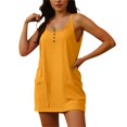 thumbnail image 1 of Mono liso de mujer, vestido informal sin mangas con tirantes, botones y bolsillos., 1 of 6