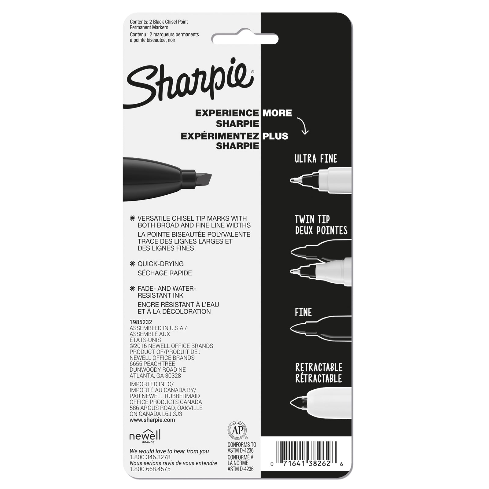 Sharpie Chisel Tip Black Markers, 12 Packs: 2 ct. (24 total)