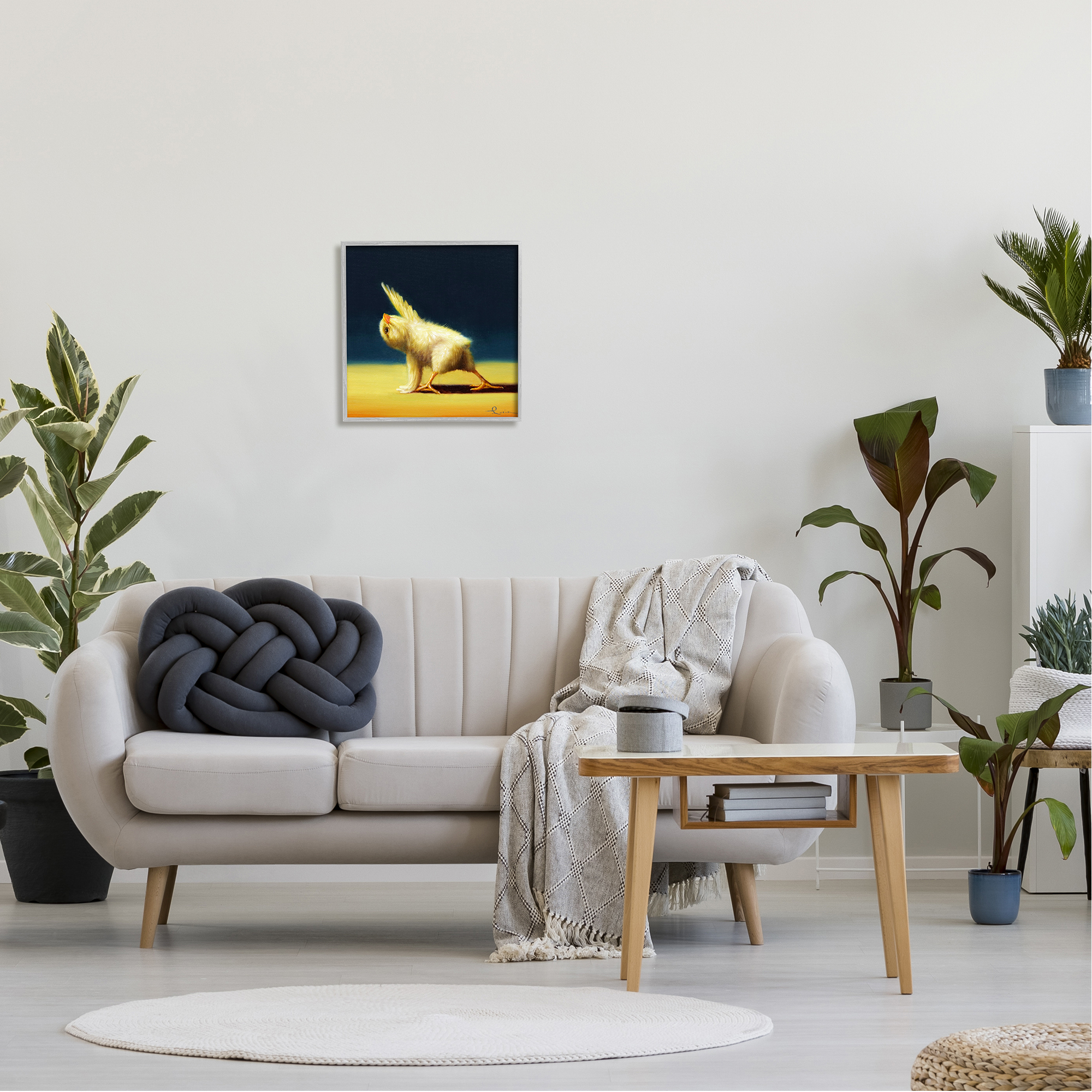 Stupell Industries Detailed Stretching Yoga Chick Bird Painting Framed Wall Art, 17 x 17, Design by Lucia Heffernan