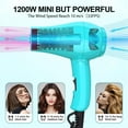 thumbnail image 4 of Lura Travel Hair Dryer Dual Voltage Mini Folding Handle Hair Blow Dryer with Concentrator,Blue, 4 of 9