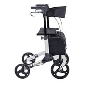 Comodita Punto Compact Rollator with Double Fold Action and Extra Large 10" Front Wheels (Metallic White)