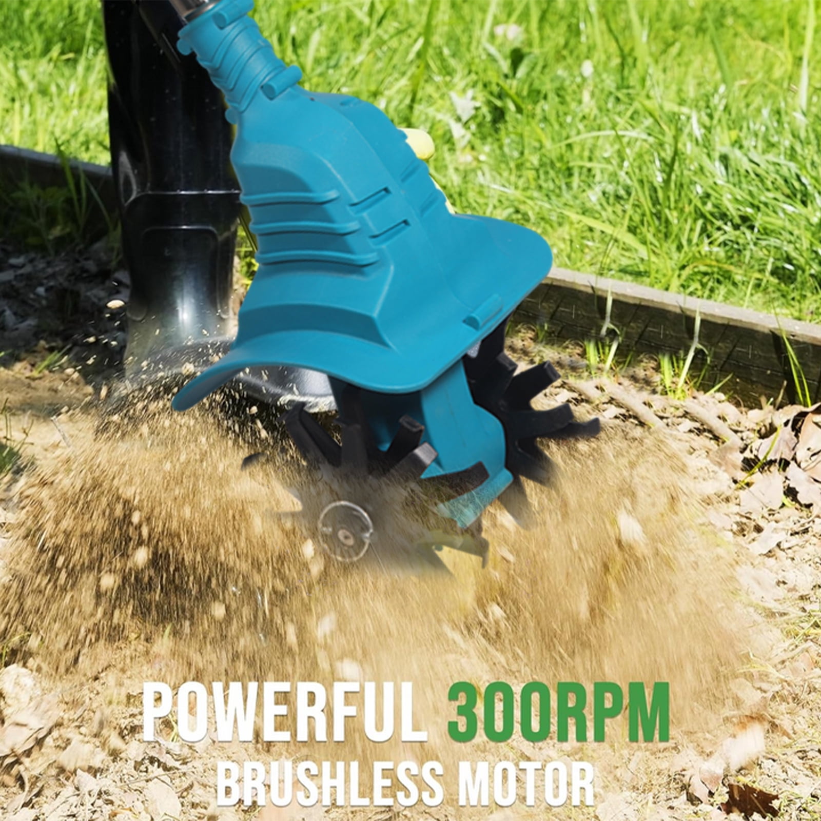 Paddsun Cordless Tiller Cultivator, 21V Electric Garden Tiller 9In Tilling Width and 6.5In Depth Garden Rototiller for Lawn Gardening Soil Cultivation
