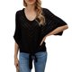 thumbnail image 1 of Camisa de punto Moda mujer camisa de punto raya ahuecada manga murciélago nudo dobladillo vendaje blusa Casual suelta verano Tops 1 1, 1 of 5