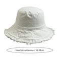 thumbnail image 6 of Couple Bucket Hat Ripped Edge Flat Top Double-sided Wear Solid Color Lightweight Anti-UV Sun Protection Fisherman Cap for Hiking Outings Traveling, 6 of 8