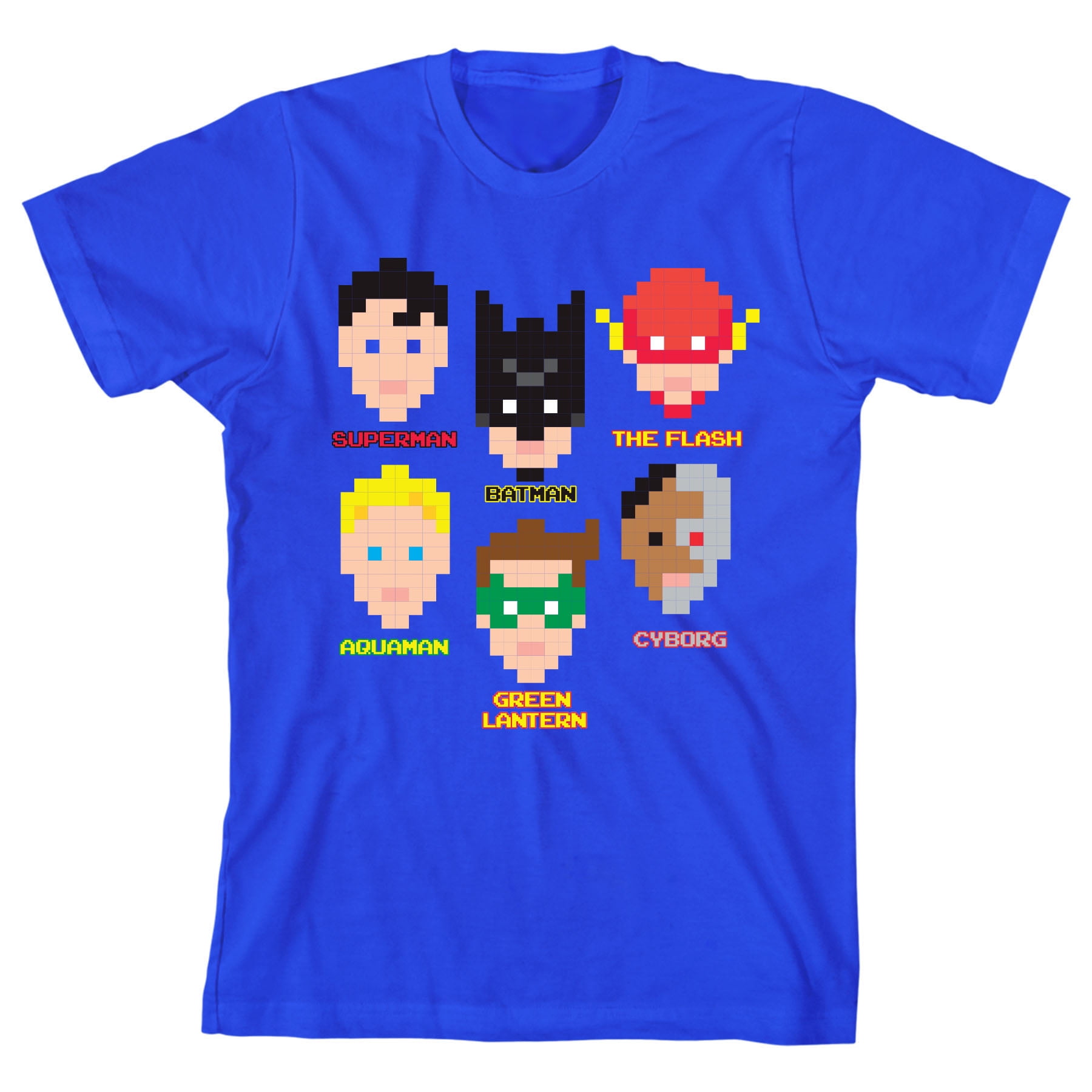 Justice League Superhero Logos Boy's Royal Blue T-shirt-Medium