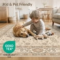 thumbnail image 4 of ODIKA 8'x10' Beige Traditional Medallion Floral Washable Area Rug Classic Ornate Botanical Motifs with Intricate Durable, Non-Slip for Living Room, Under Sectional, Family, 4 of 7
