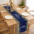 thumbnail image 3 of Navy Blue Christmas Table Runner 60 Inches Long Farmhouse Dress Scarves, Xmas Botanical Ball Bell Dining Tablerunner for Coffee Table/Kitchen Island/Party Décor, 13" x 60", 3 of 8