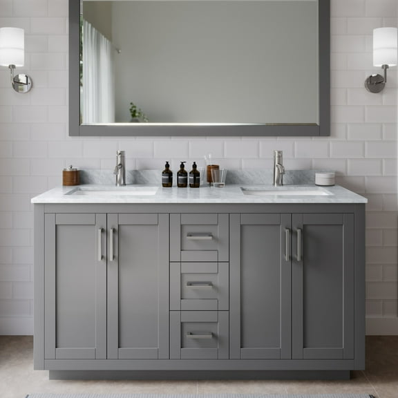 Wyndham Collection Wcf2929-60D-Nat-M58 Miranda 60" Free Standing Double Basin Vanity Set -