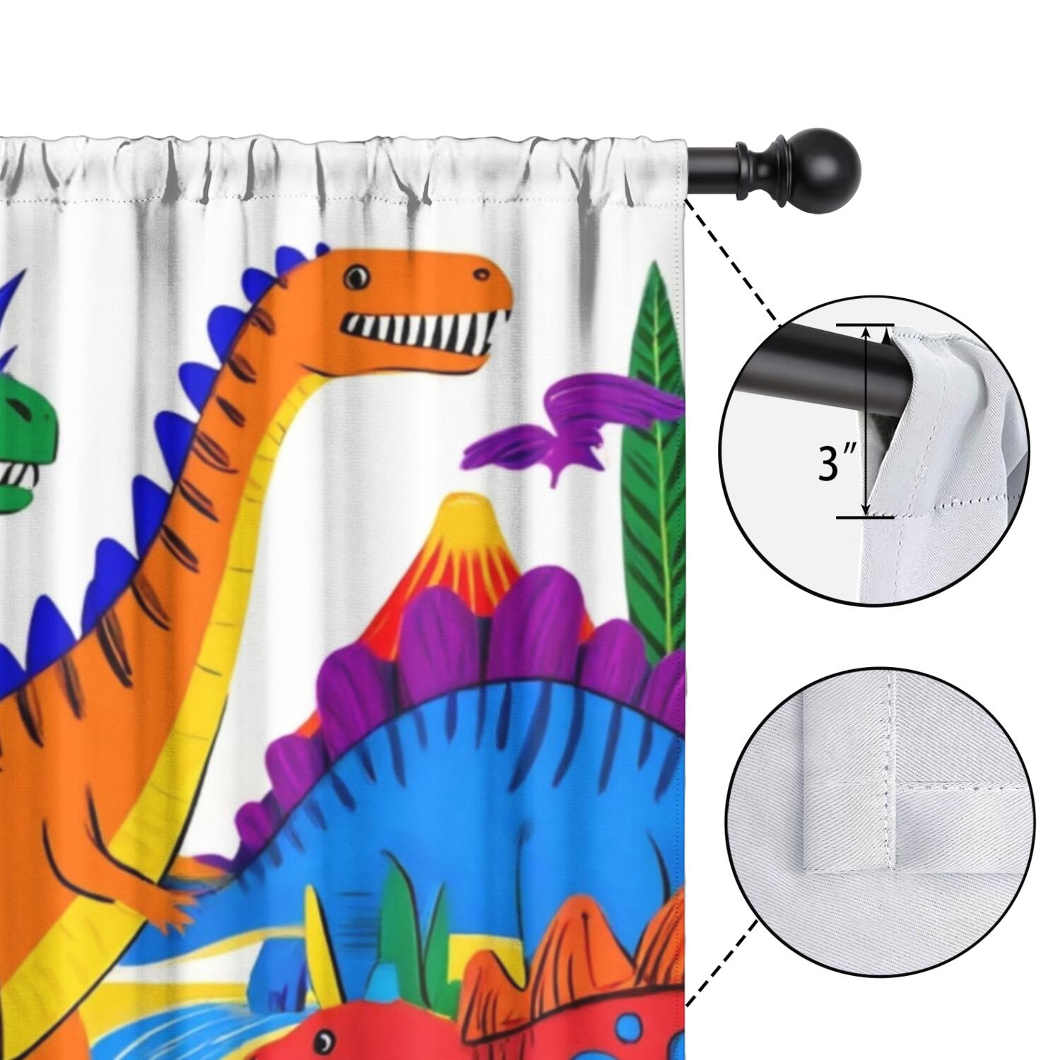 Blackout Kids Curtains,Cute Dinosaur Pattern Childrens Insulated Curtains Set Of 2,Bedroom Essentials,Toddler Room Decor 42x84in(106x213cm)