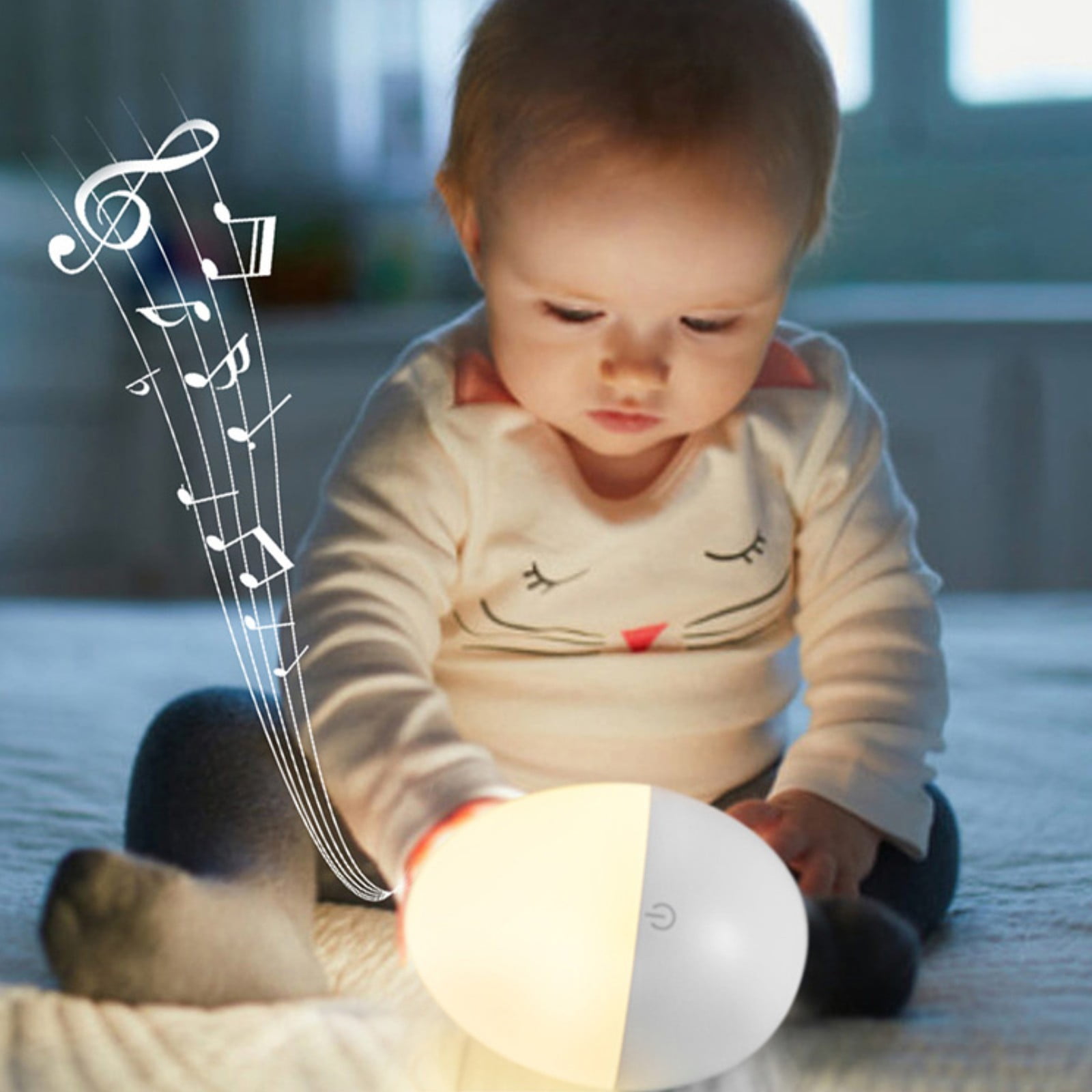 Ovzne Intelligent Sleep Aid Egg Lamp – Rechargeable White Noise Color Light Machine with Remote Control for Babies, Kids Seniors (White)