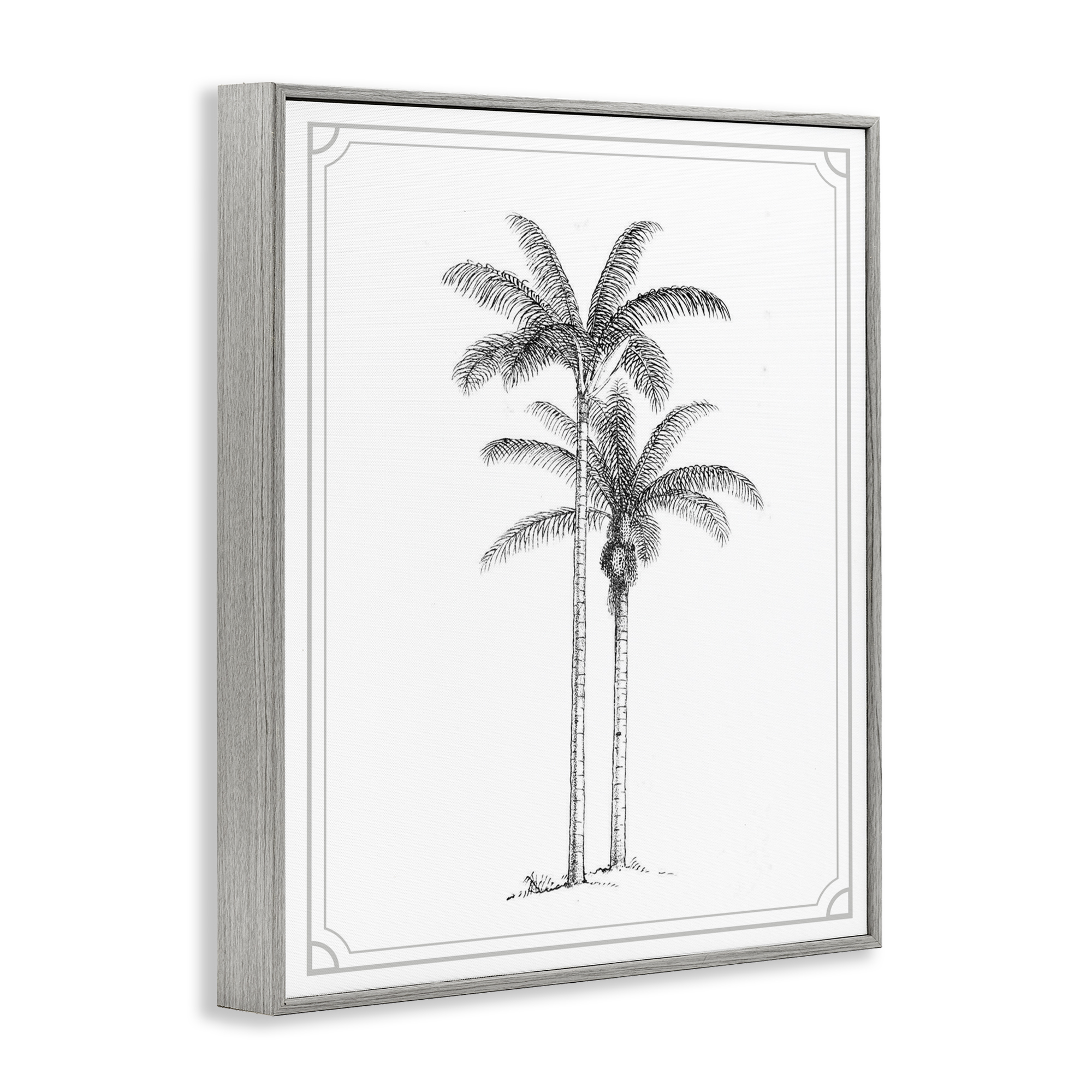Vintage Simple Palm Tree Gray Framed Giclee Art, design by Lettered and Lined