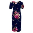 thumbnail image 4 of breaise Solid Color & Floral Side Ruch Maternity Dress Crew Neck Bodycon Dress Short Sleeve Baby Shower Dress Casual Lounge Pregnancy Dress Daily Wear, 4 of 6