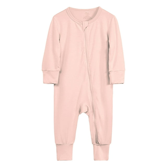 WEIYLL Boys Bodysuits Solid Color Henley Long Sleeve Sleeper Warm Spring Autumn Pink Toddler Clothes
