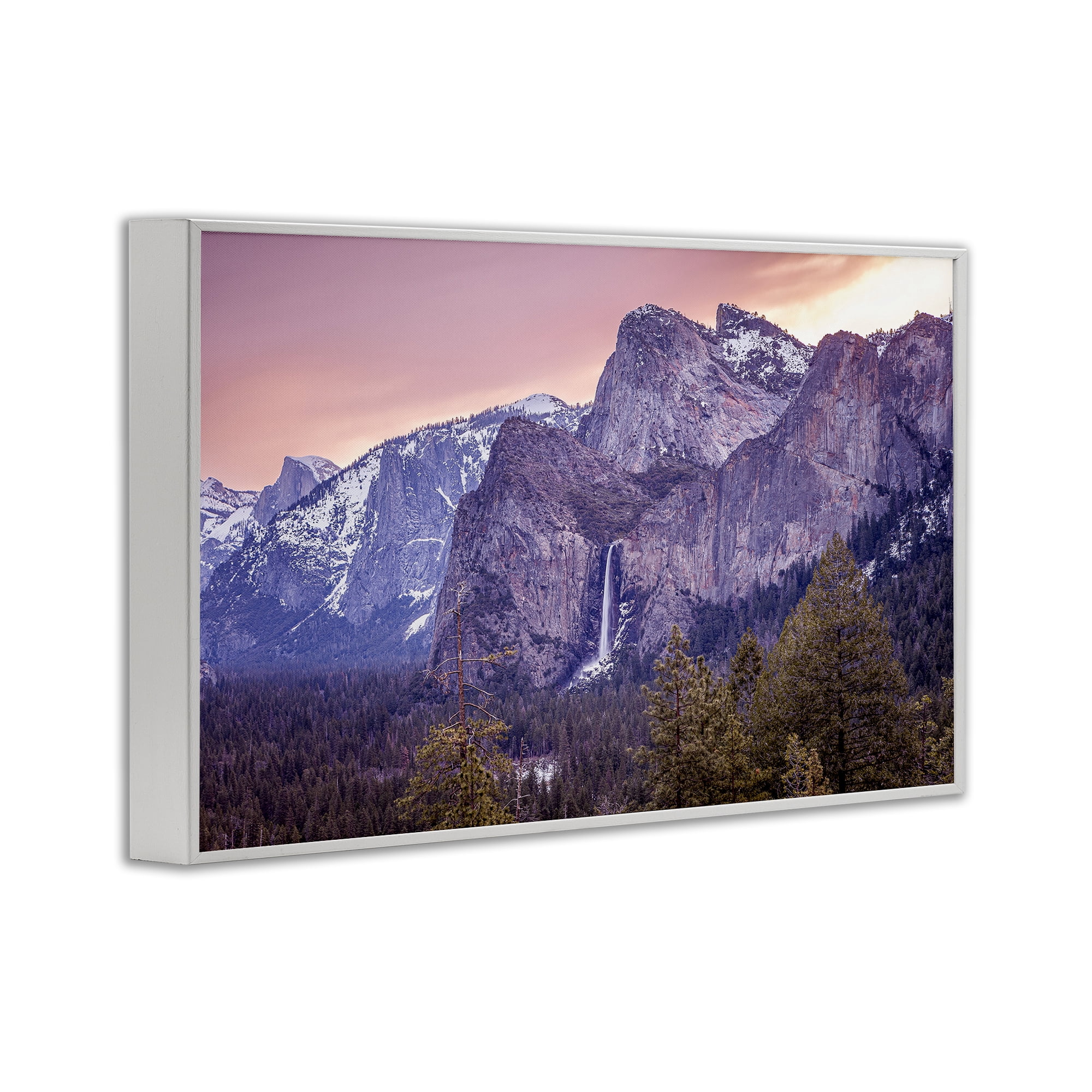 Stupell Industries Majestic Mountain Waterfall Sunset White Framed Giclee Art, design by Shelley Carlisle