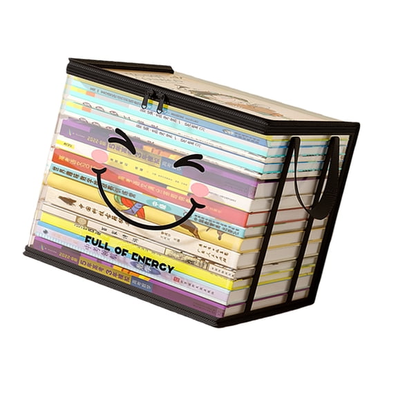 Sturdy PVC Book Storage Bin with Lid Large Opening Double Handles Pliable Multipurpose Organizers