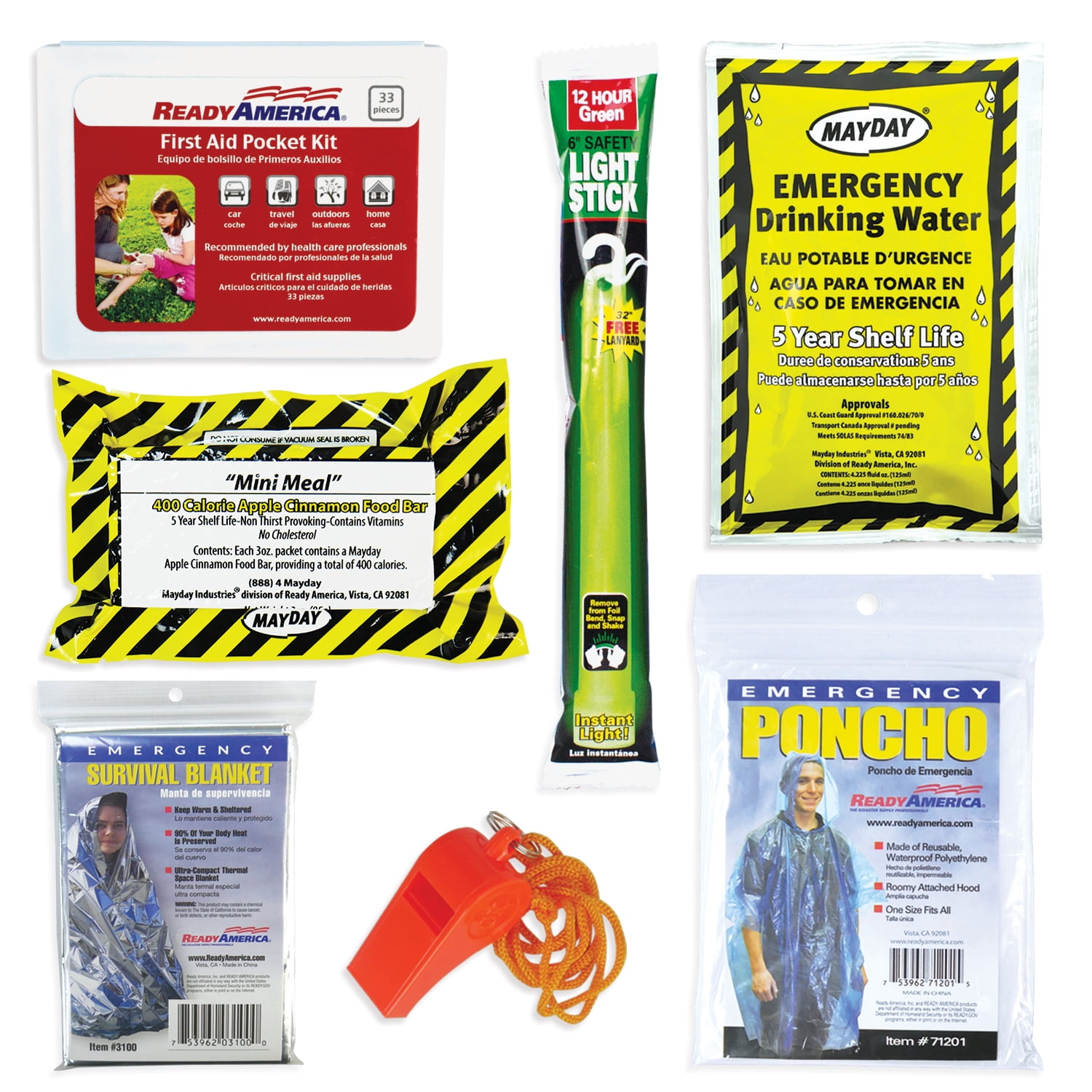 (2 pack) Emergency Survival Essentials Kit for 1 Person, 1 Day - Includes Food, Water, and First Aid Supplies