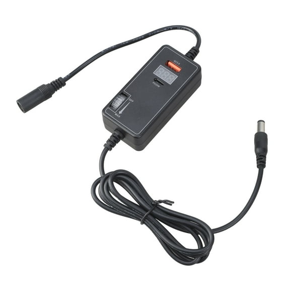 DC5521 Variable Speed Power Adapter with Blue LED Voltages Screen 40W USB 20W Type C Output for 12V Electronics