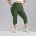 thumbnail image 2 of Athletic Capri Leggings for Women Plus Size Tummy Control Booty Lift Skinny Yoga Pants High Waist Compression Sleeping Leggings with Pockets Army Green 5XL, 2 of 6