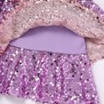 thumbnail image 4 of IBTOM CASTLE Girls Sequin Dance Outfit Sparkly Latin Hip Hop Jazz Dance Outfit Halter Mesh Ruffle Dress Top and Shorts Dancewear 6-7 Years Light Purple, 4 of 7