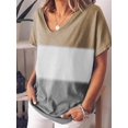 thumbnail image 1 of New Women's Gradient Contrast Printing V Neck Short Sleeve T Shirt, 1 of 5